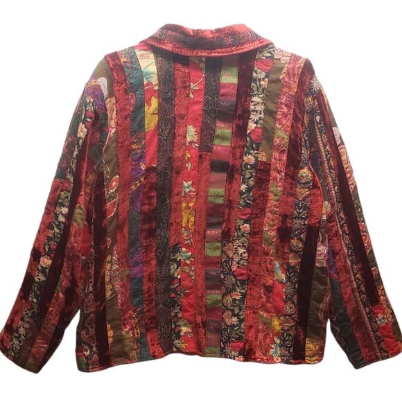 Coldwater Creek Red Paisley Blazer Plus Size 1X Vintage Boho Festival Heritage - Picture 5 of 11